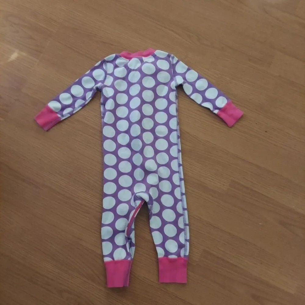 Hanna Andersson 100% organic cotton baby zip sleeper Purple Pink Dot 9-18 Months